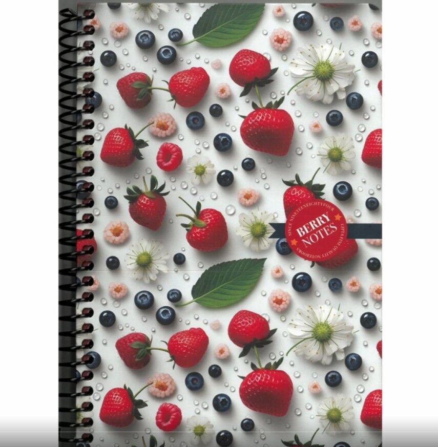 Gıpta Berry Notes Spiralli Sert Kapak Defter 17x24 120 Yaprak Kareli