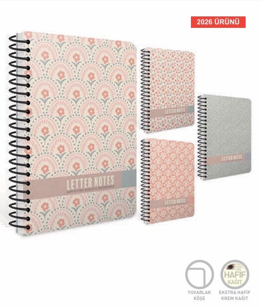 Gıpta Letter Notes Spiralli Sert Kapak Defter 17X24 120 Yaprak Kareli