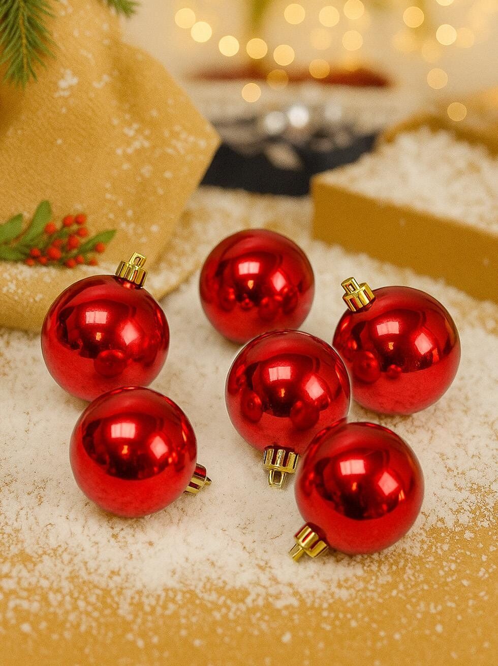 Astaş Yılbaşı Topu 4 Cm Kırmızı Renk 6 Lı