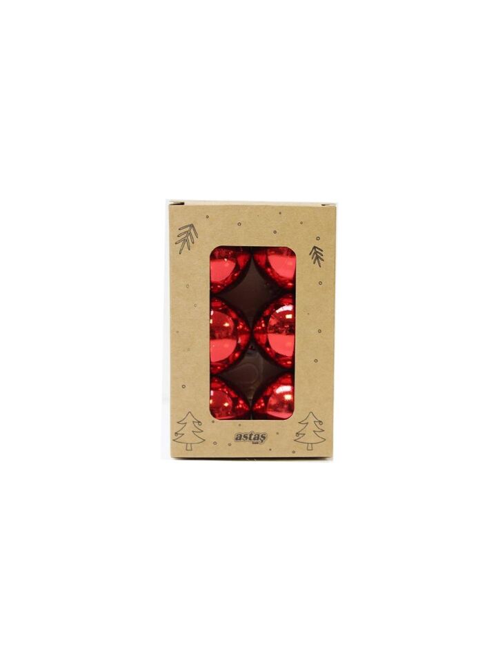 Astaş Yılbaşı Topu 4 Cm Kırmızı Renk 6 Lı