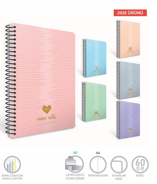 Gıpta Macro Notes Spiralli Pp Kapak Defter A4 80 Yaprak Çizgili