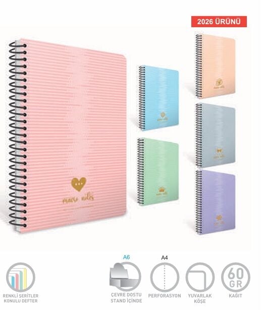 Gıpta Macro Notes Spiralli Pp Kapak Defter A4 80 Yaprak Çizgili