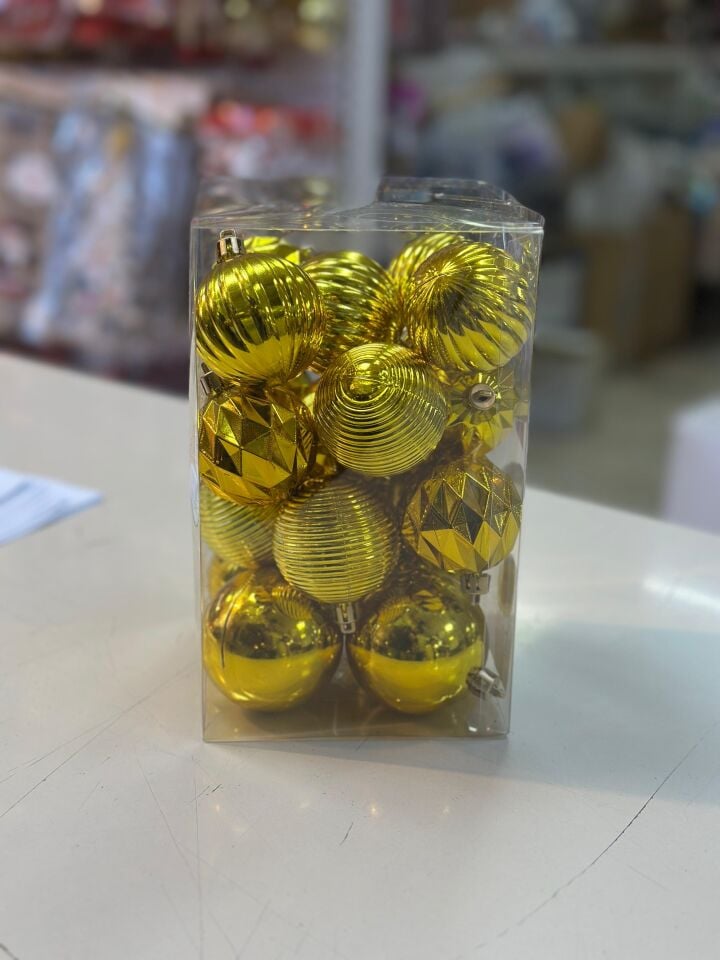 Astaş Yılbaşı Topu Karışık Paket Altın Rengi 20 Li