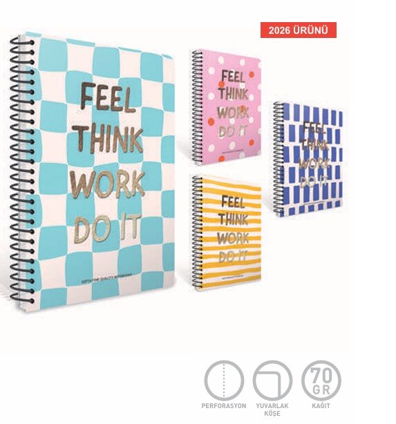 Gıpta Feel Spiralli Lx Karton Kapak Defter A4 80 Yaprak Çizgili