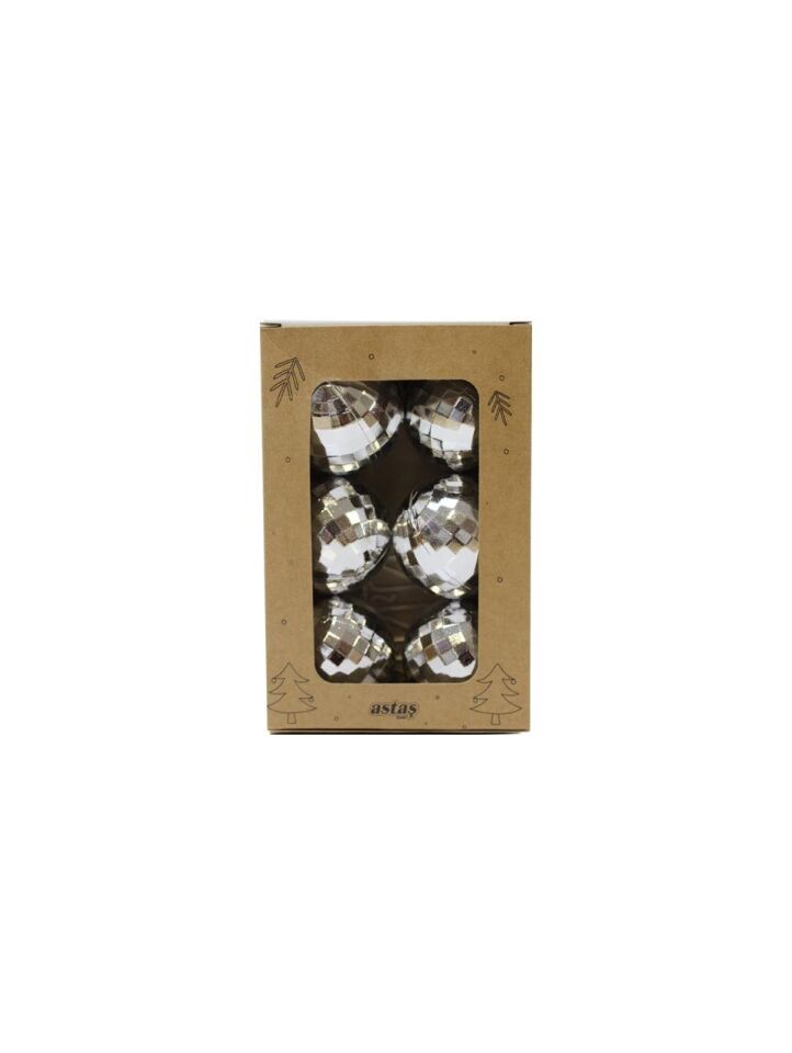Astaş Elmas Desenli Top 5 Cm Gümüş 6 Lı