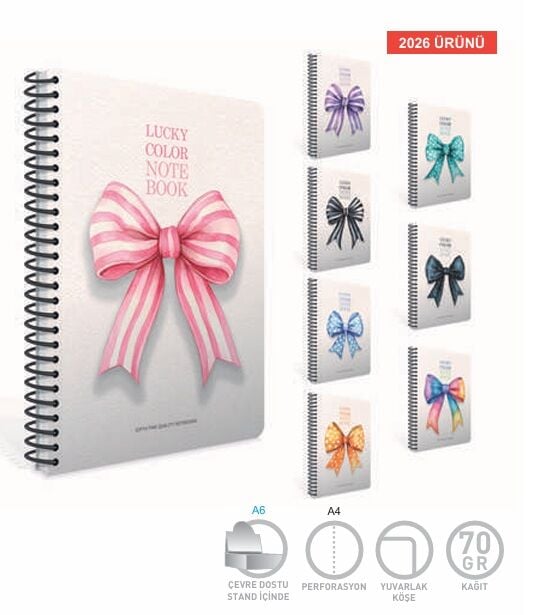 Gıpta Lucky Color Spiralli Lx Karton Kapak Defter A4 80 Yaprak Çizgili