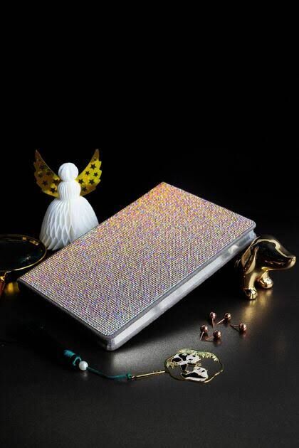 Victorias Journals Diamont Sert Kapak Defter A5 80 Yaprak İvory Çizgili Gümüş