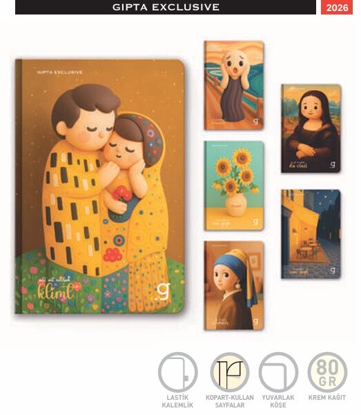Gıpta Cuteart İplik Dikişli Sert Kapak Defter 17x24 96 Yaprak Çizgili