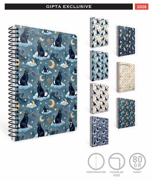 Gıpta Fortune Spiralli Lx Karton Kapak Defter A4 80 Yaprak Kareli