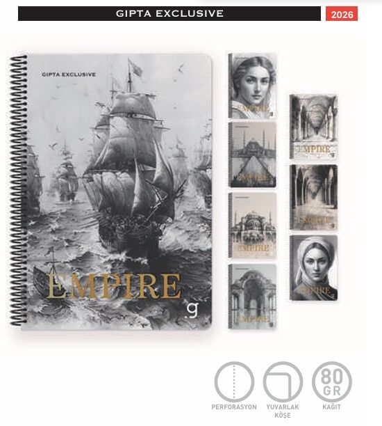 Gıpta Empire Spiralli Lx Karton Kapak Defter A4 80 Yaprak Çizgili