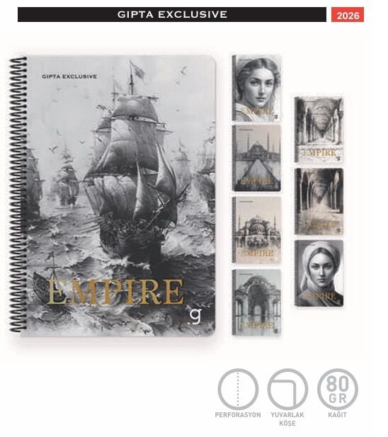 Gıpta Empire Spiralli Lx Karton Kapak Defter A4 80 Yaprak Kareli