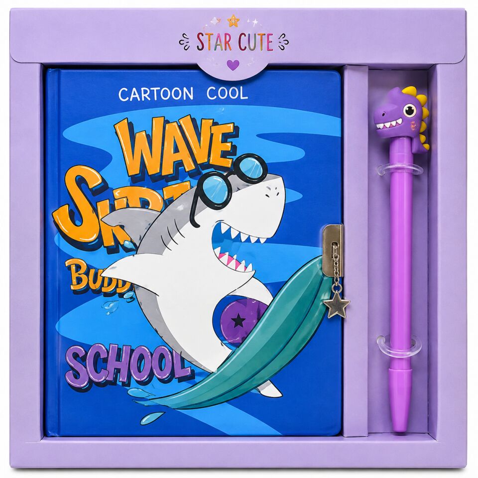 Taros Unick Color Shark Area Kalemli Kilitli Hatıra Defteri