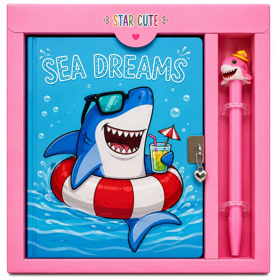 Taros Unick Color Shark Area Kalemli Kilitli Hatıra Defteri