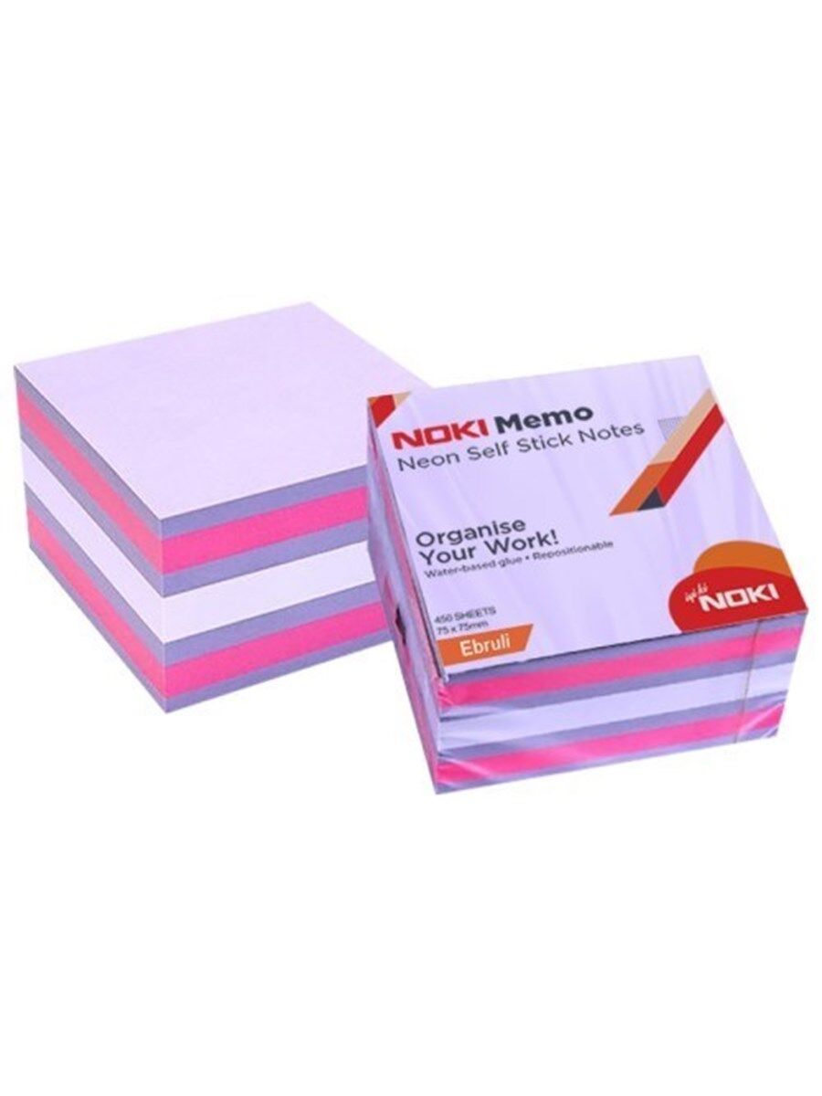 Noki Memo 75x75 Neon Ebruli Küp Blok 450 Sayfa