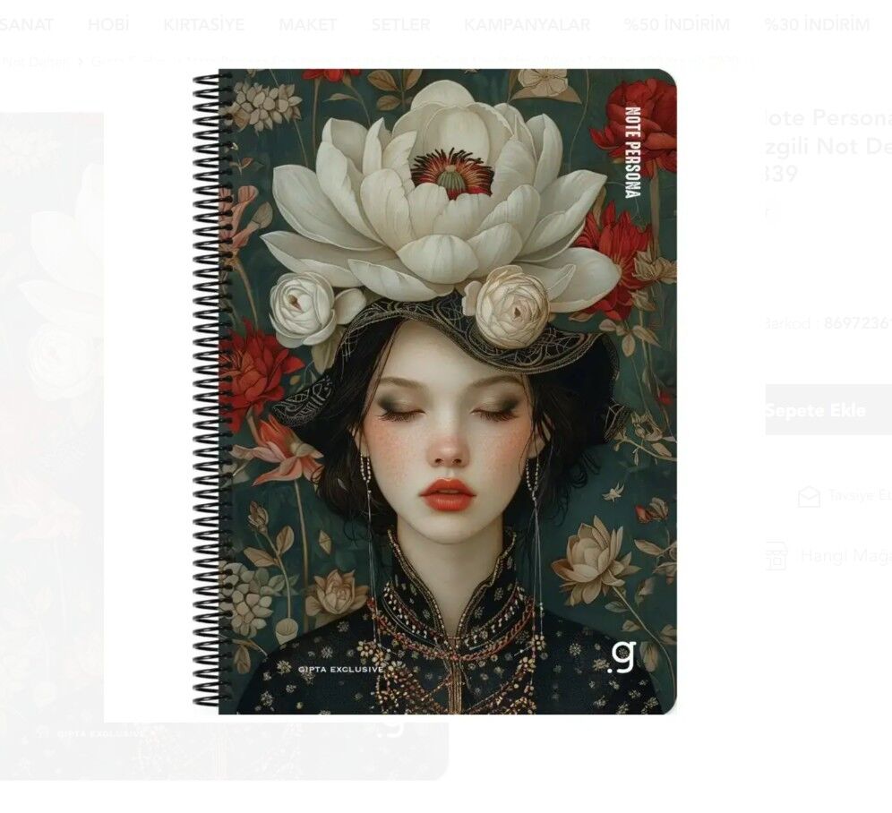 Gıpta Note Persona Spiralli Sert Kapak Defter 17x24 100 Yaprak Çizgilii