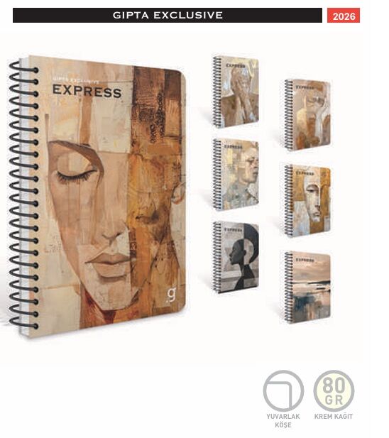 Gıpta Express Spiralli Sert Kapak Defter 17x24 100 Yaprak Çizgili