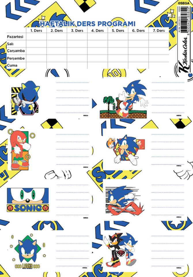 Keskin Sonic Ders Programı 3 Lü Etiket