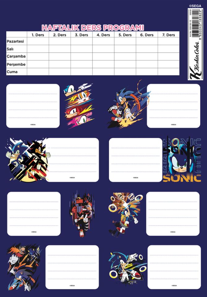 Keskin Sonic Ders Programı 3 Lü Etiket