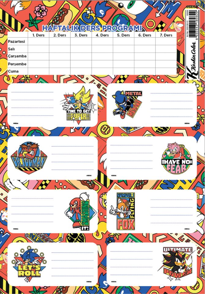 Keskin Sonic Ders Programı 3 Lü Etiket