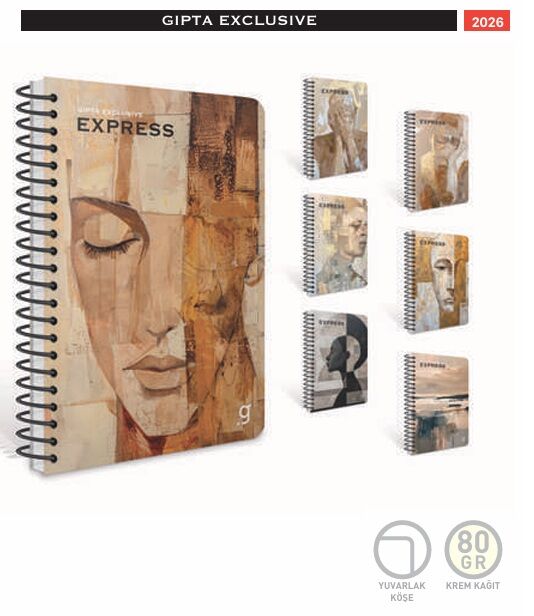 GıptaExpress Spiralli Sert Kapak Defter 17x24 100 Yaprak Kareli