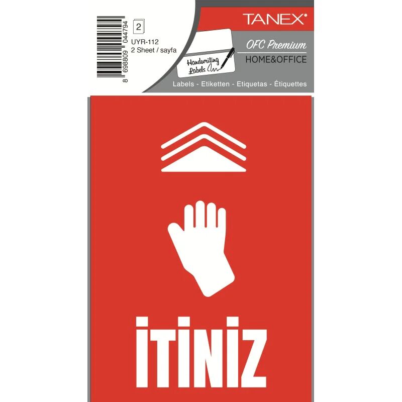 Tanex Uyr-112 İtiniz Uyarı Etiketi