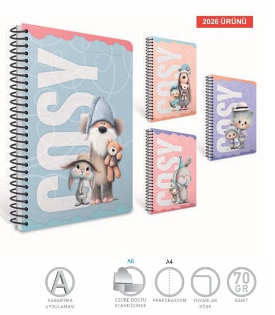 Gıpta Cosy Spiralli Lx Karton Kapak Defter A4 80 Yaprak Kareli