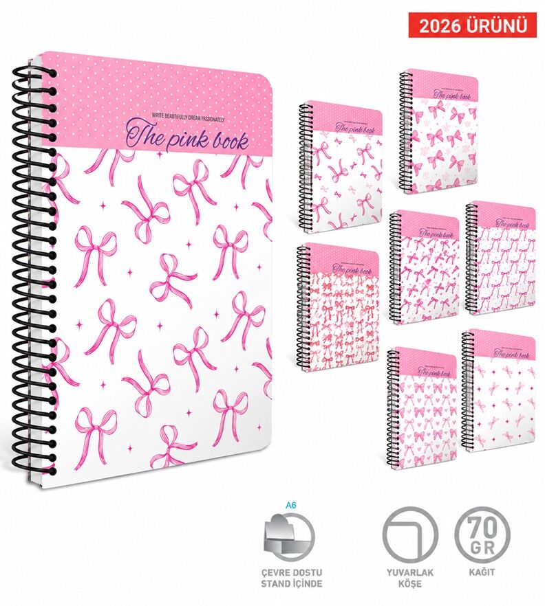 Gıpta Pink Book Spiralli Sert Kapak Defter 17x24 100 Yaprak Çizgili