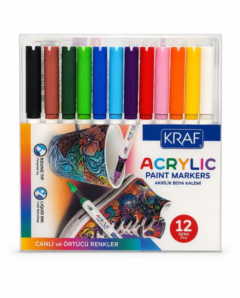 Kraf Akrilik Marker 666 12 Li