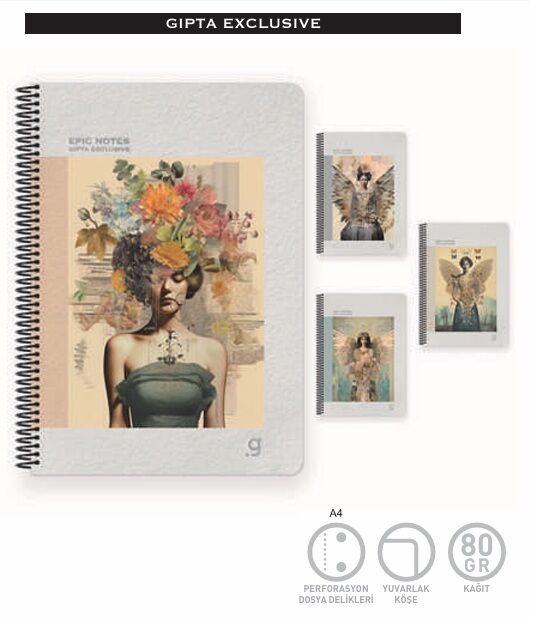 Gıpta Epic Notes Spiralli Flexi Kapak Defter A4 80 Yaprak Çizgili