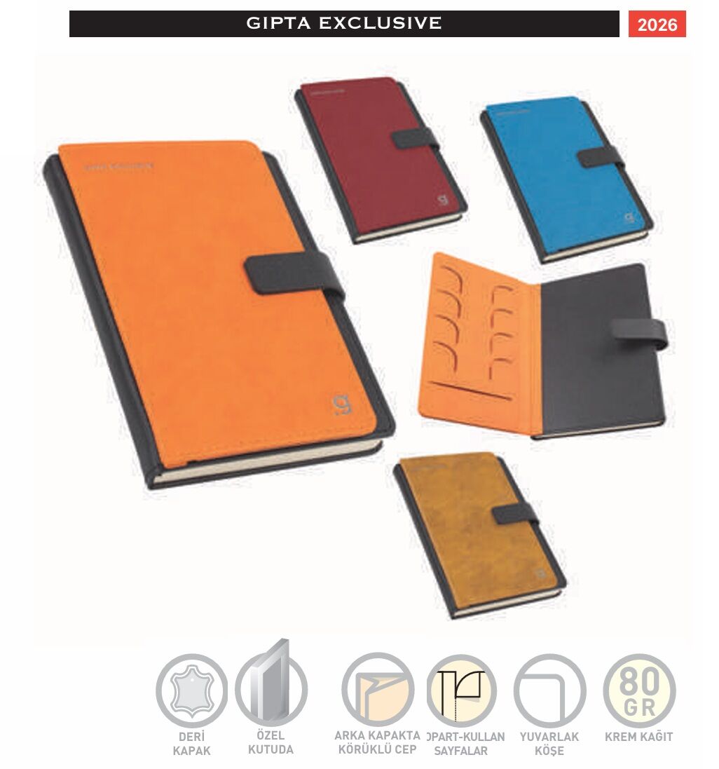 Gıpta Wallet İp Dikişli Sert Kapak Defter A5 96 Yaprak Çizgili