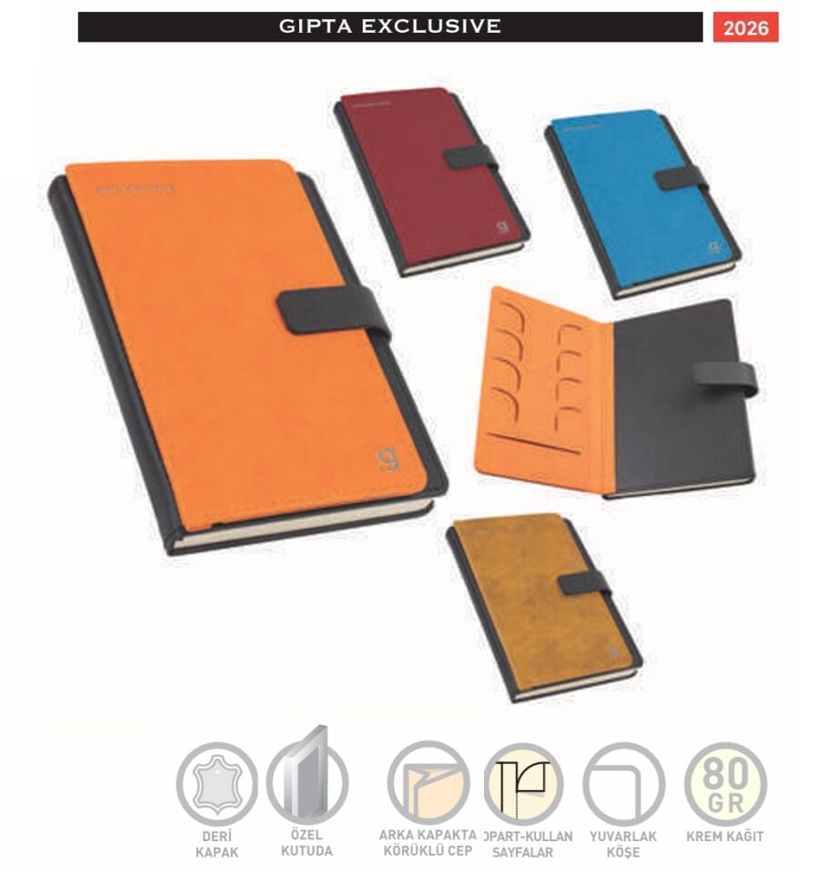 Gıpta Wallet İp Dikişli Sert Kapak Defter A5 96 Yaprak Çizgili