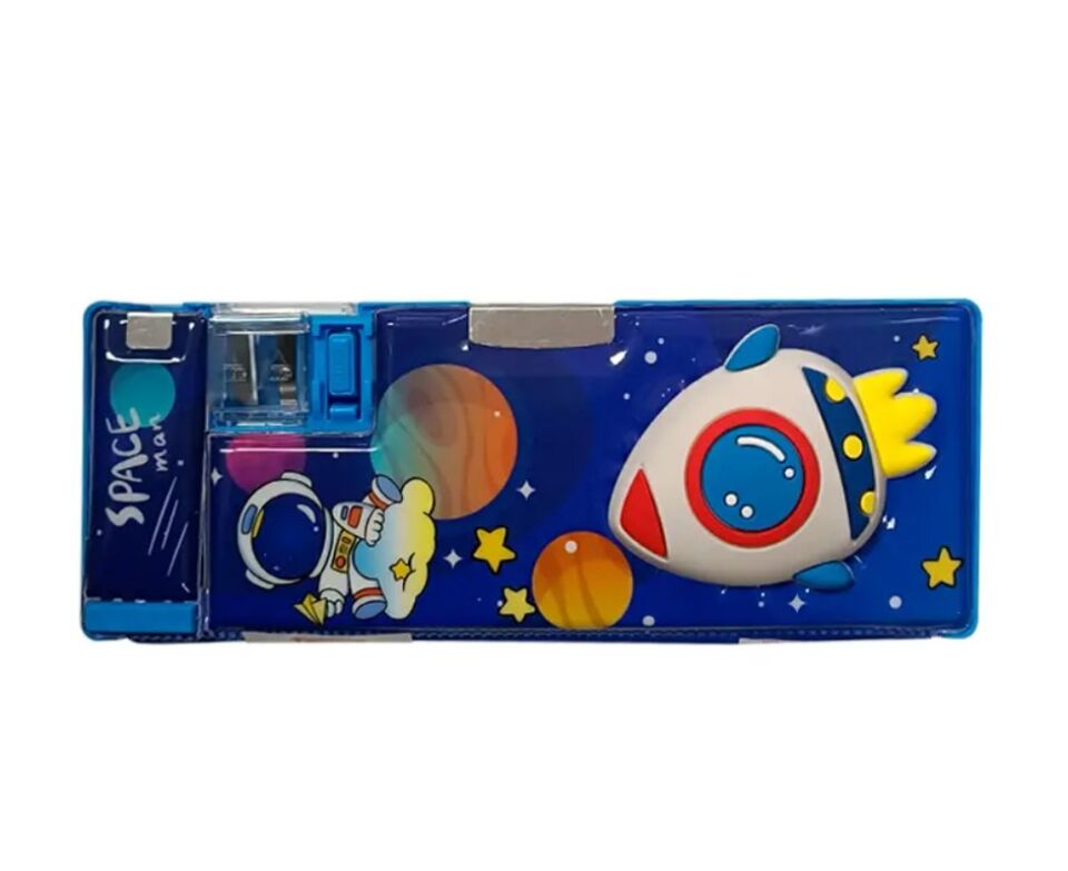 Taros Unick Color 3D Roket Kabartmalı 2 Gözlü Kalemkutu