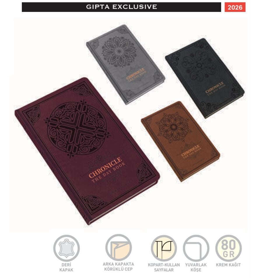 Gıpta Chronicle İp Dikiş Sert Kapak Defter 13x21 120 Yaprak Çizgisiz