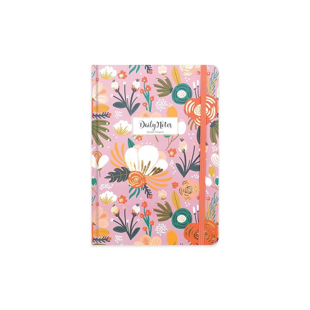 Keskin A5 80 Yaprak Düz Sert Kapak Ciltli Daily Notes Garden Flowers Lila