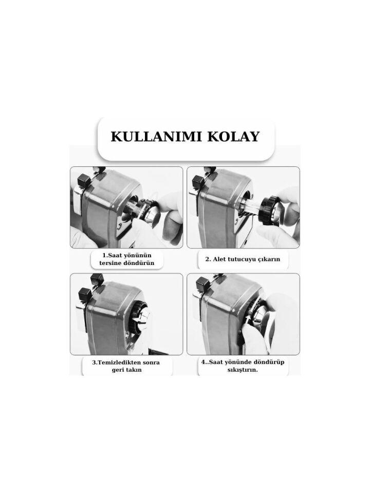Mas Kalemtraş Kollu Masa Tipi Metal Büyük Siyah