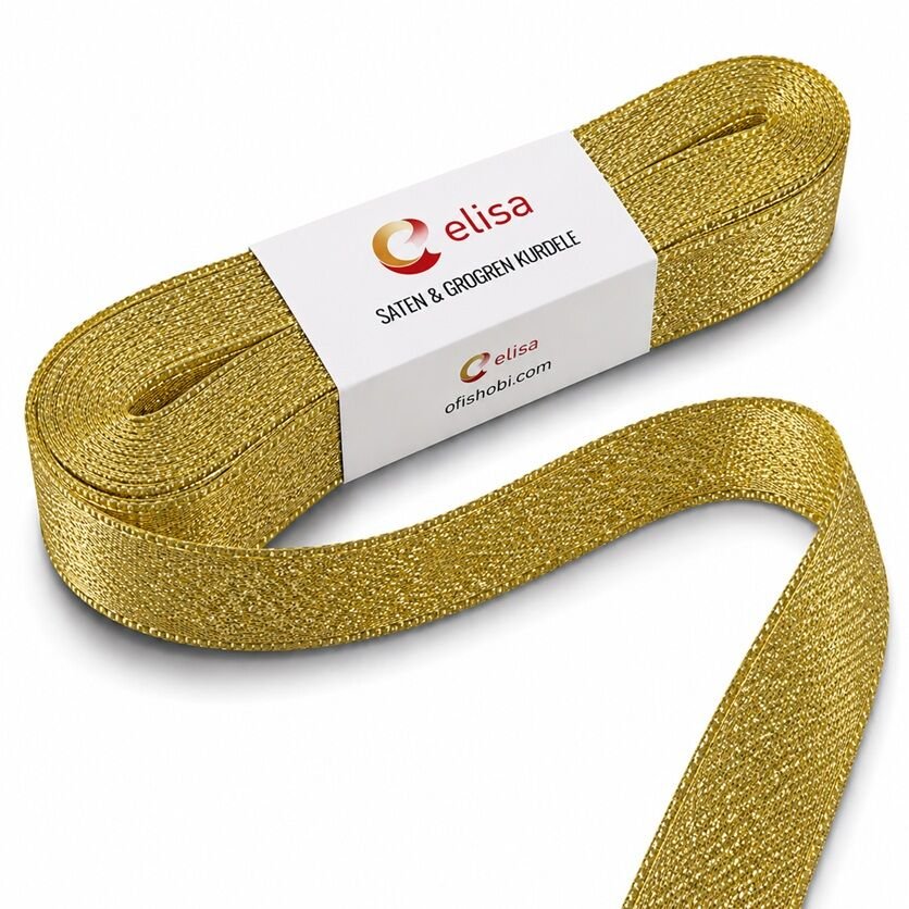 Elif No 5 Saten Kurdela 2 Cm 10 Mt Altın Simli