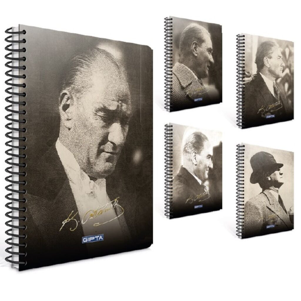 Gıpta Atatürk Spiralli Karton Kapak Defter A4 80 Yp Çizgili