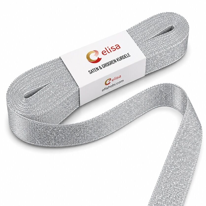 Elif No 5 Saten Kurdela 2 Cm 10 Mt Gümüş Simli