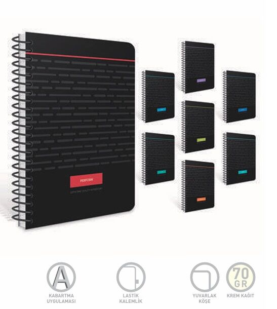 Gıpta Perform Spiralli Sert Kapak Defter 17x24 100 Yaprak Kareli