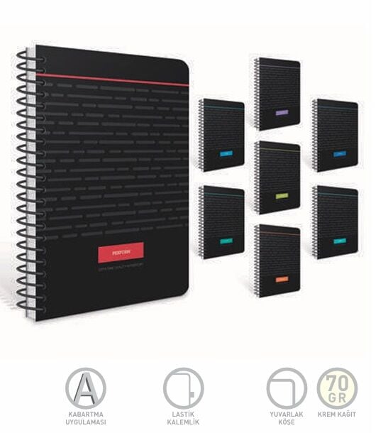 Gıpta Perform Spiralli Sert Kapak Defter 17x24 100 Yaprak Kareli