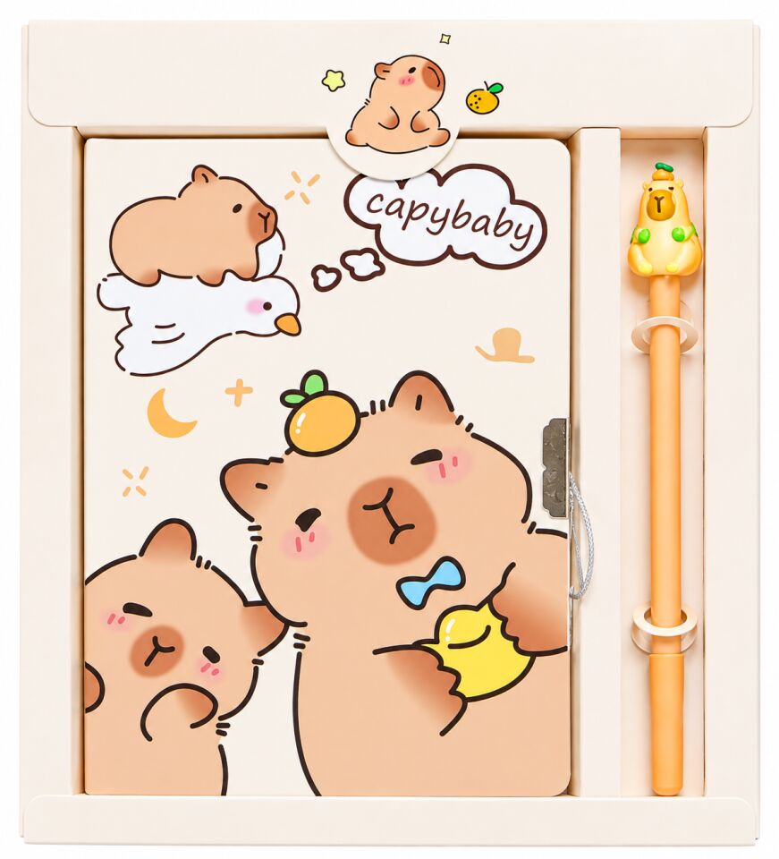 Taros Unick Color Capybara Kalemli Kilitli Hatıra Defteri