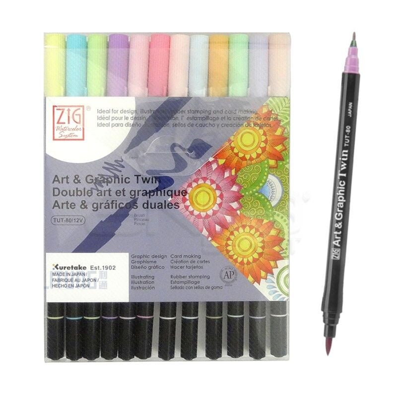 Zig Art & Graphic Twin Tut-80 / 12Vpa 12 Li Pastel
