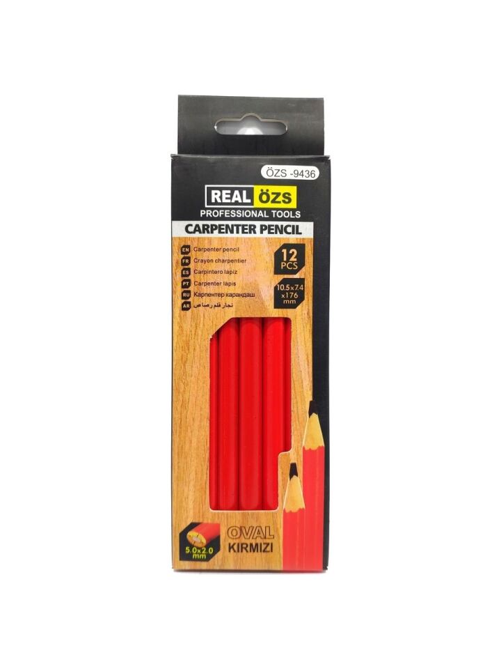 Real Özs Marangoz Kalemi Kırmızı 12 Li Paket