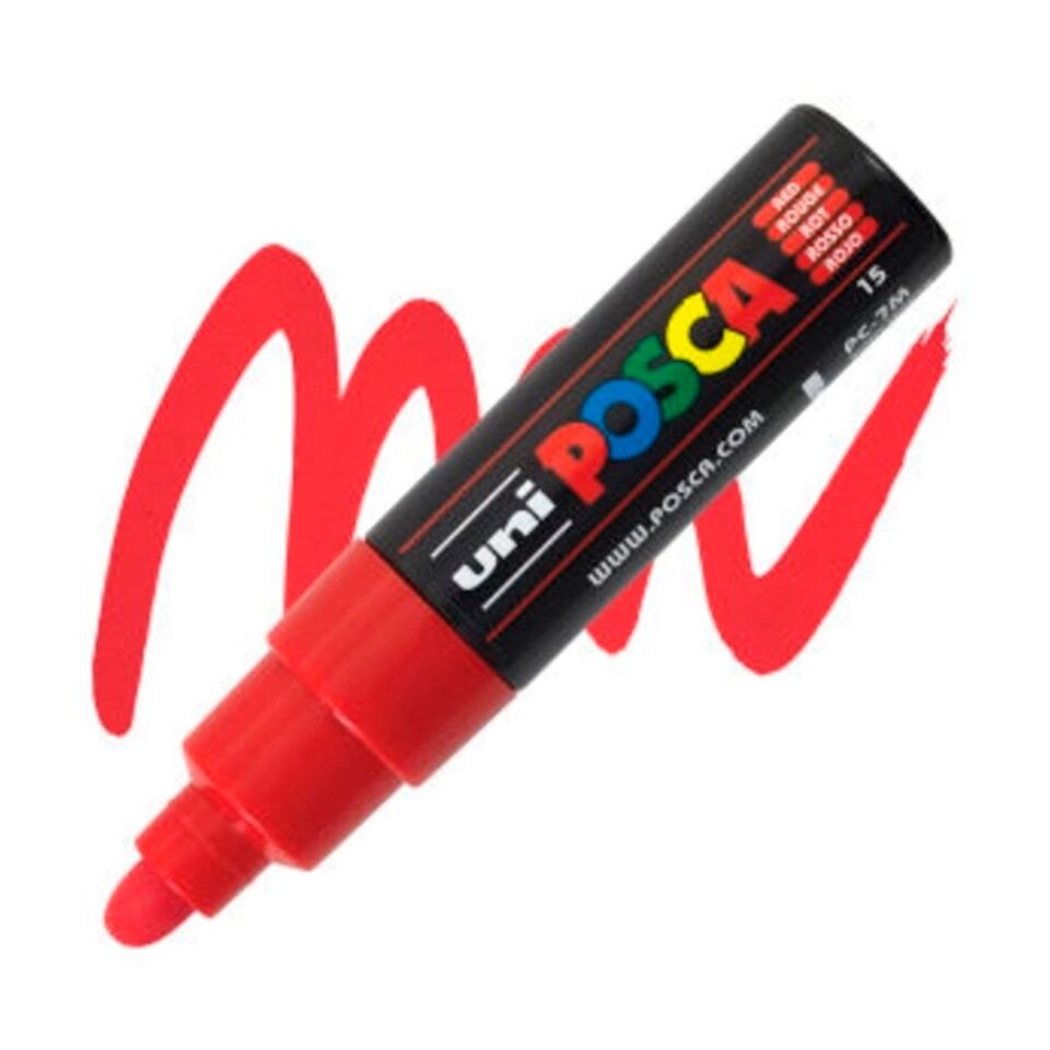 Uni Posca 4.5-5.5 Su Bazlı Poster Markörü Kırmızı