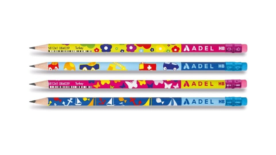 Adel Kids Desenli Silgili Kurşun Kalem