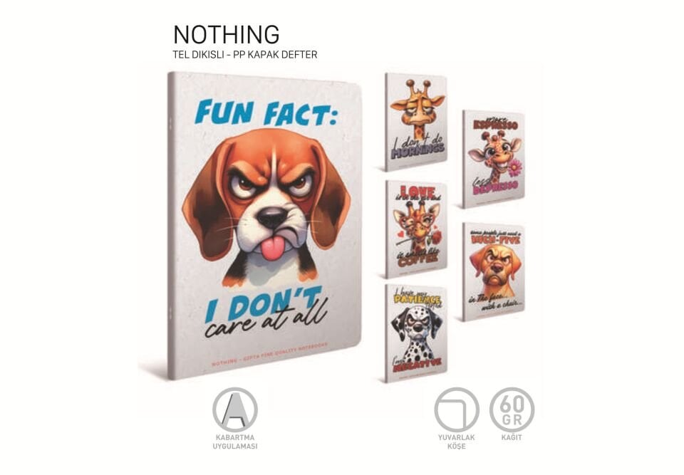 Gıpta Nothing Tel Dikişli Pp Kapak Defter 60 Yaprak Kareli