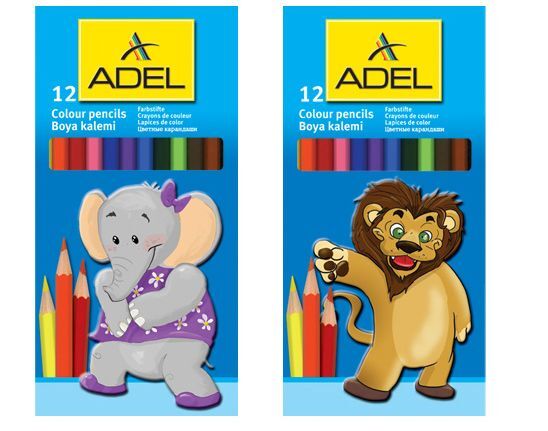 Adel Karton Kutu Boya Kalemi 12 Renk Tam Boy