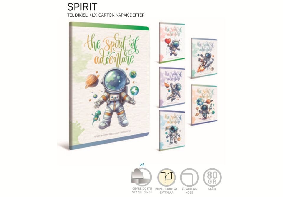 Gıpta Spirit Tel Dikişli Karton Kapak Defter A4 60 Yaprak Çizgili