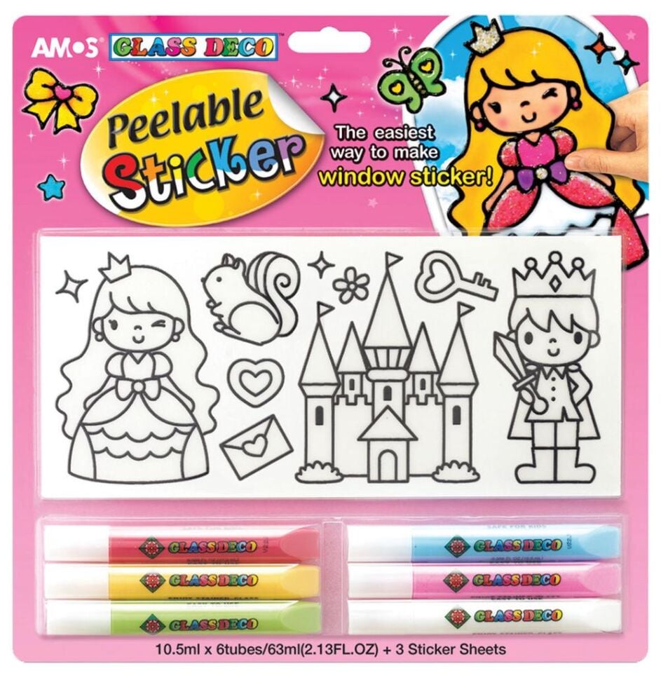 Amos Cam Boyama Seti Peelable Sticker 10.5 Ml 6 Tüp Ps10B6-D2