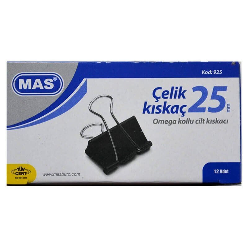 Mas Omega Çelik Kıskaç Düzine Siyah 25 Mm